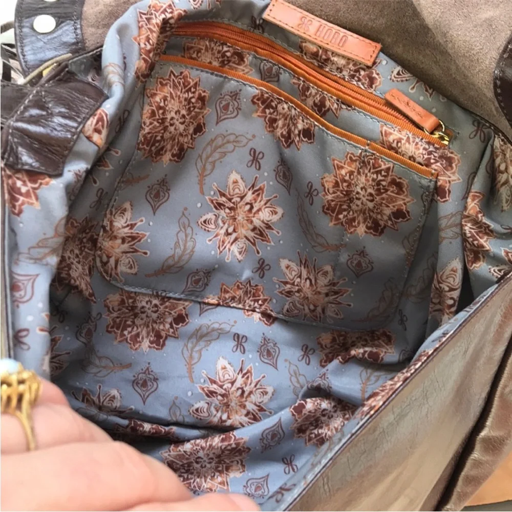 HOBO Brown Leather Crossbody Bag with Gold Studs - Picture 5 of 5